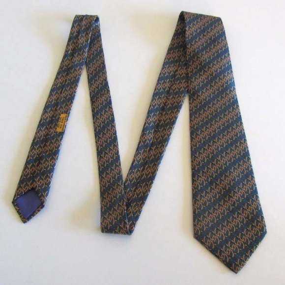 new HERMES 7454 HA Linked In Love pattern silk tie France - Picture 3 of 6